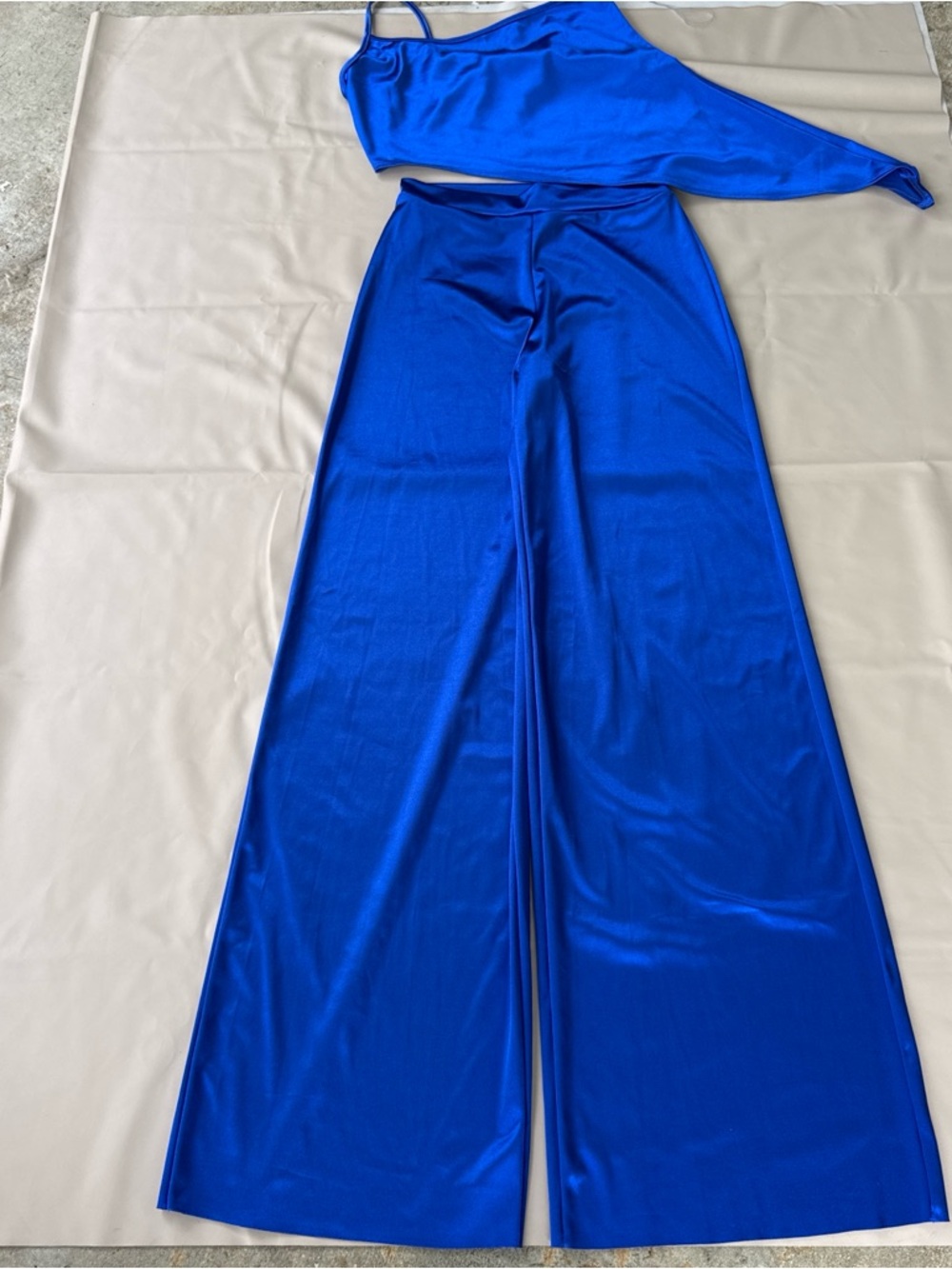 Sleek High-Rise Wide Leg Pantsuit in Cobalt Blue